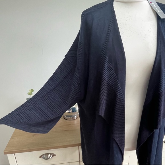 Per una knit waterfall Long cardigan Navy Blue Size Large BNWT - Picture 4 of 12